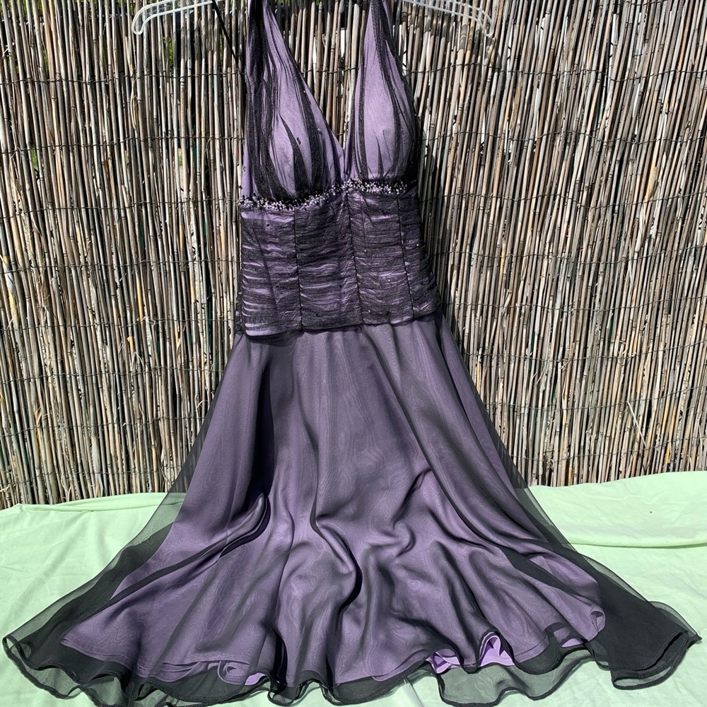 Purple and black homecoming/prom dress